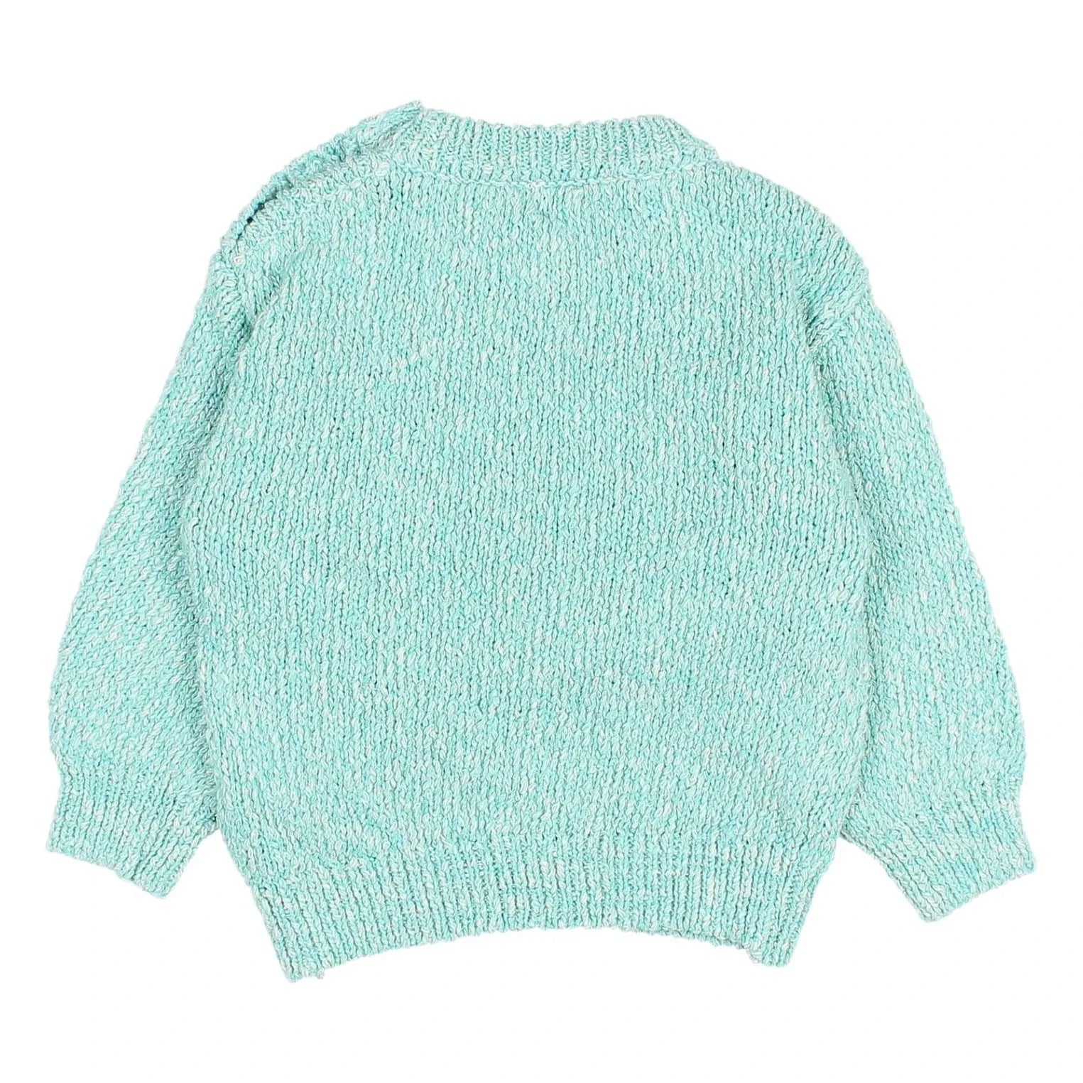 Búho - Aqua Chiné Bio-Baumwoll-Babypullover