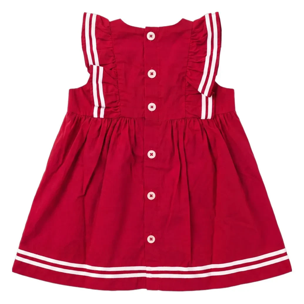 Petit Bateau - Organik pamuk elbise ve bloomer seti | Koyu kırmızı