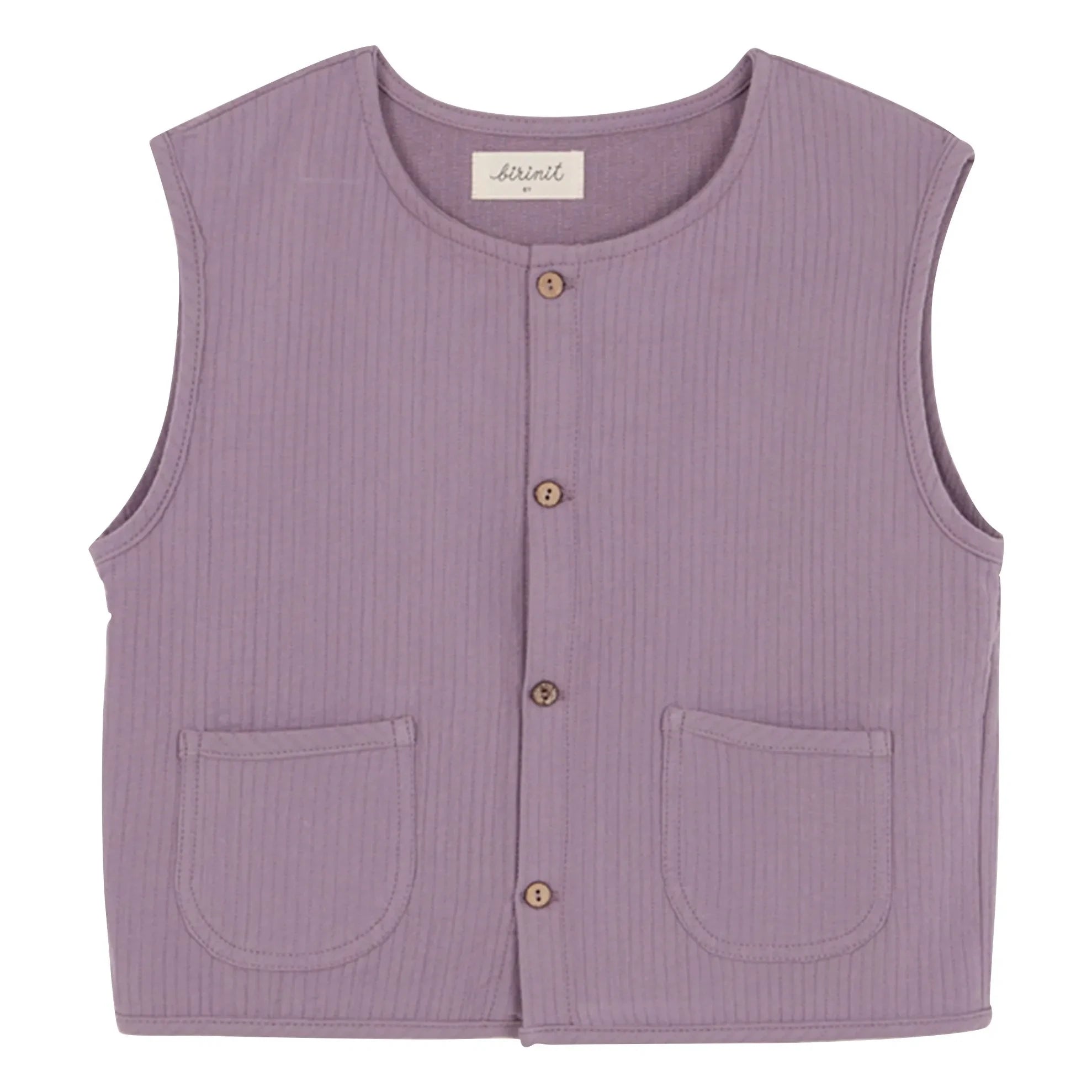 birinit - Antike Baumwollgaze ärmellose Jacke | Aubergine