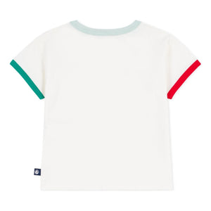 Petit Bateau - Kontrast-T-Shirt aus Bio-Baumwolle „Bel Été“ | Weiß
