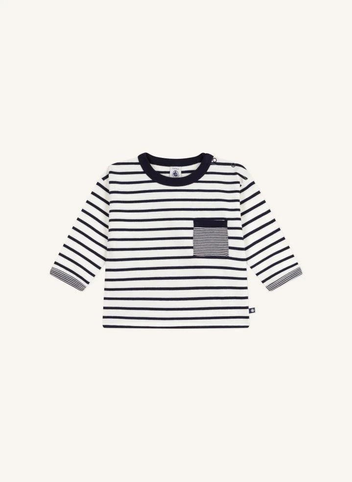 Petit Bateau - Organik pamuk | Beyaz Sailor's cep T-shirt