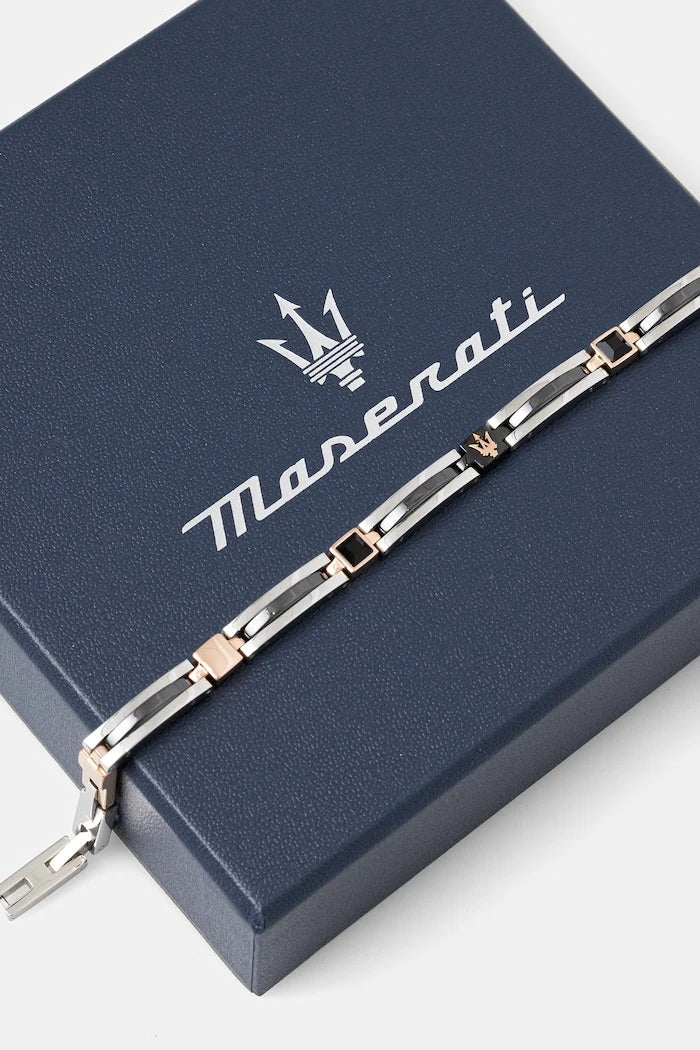 MASERATI erkek paslanmaz çelikten kristalli CERAMIC bileklik