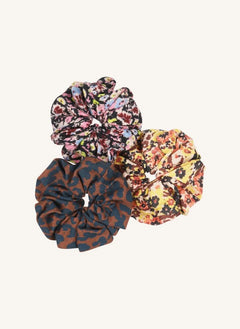 Tumble N'Dry - 3er Set Blumenmuster Scrunchies | Blau