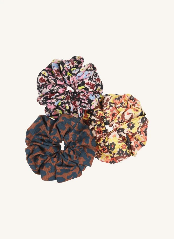 Tumble N'Dry - 3er Set Blumenmuster Scrunchies | Blau