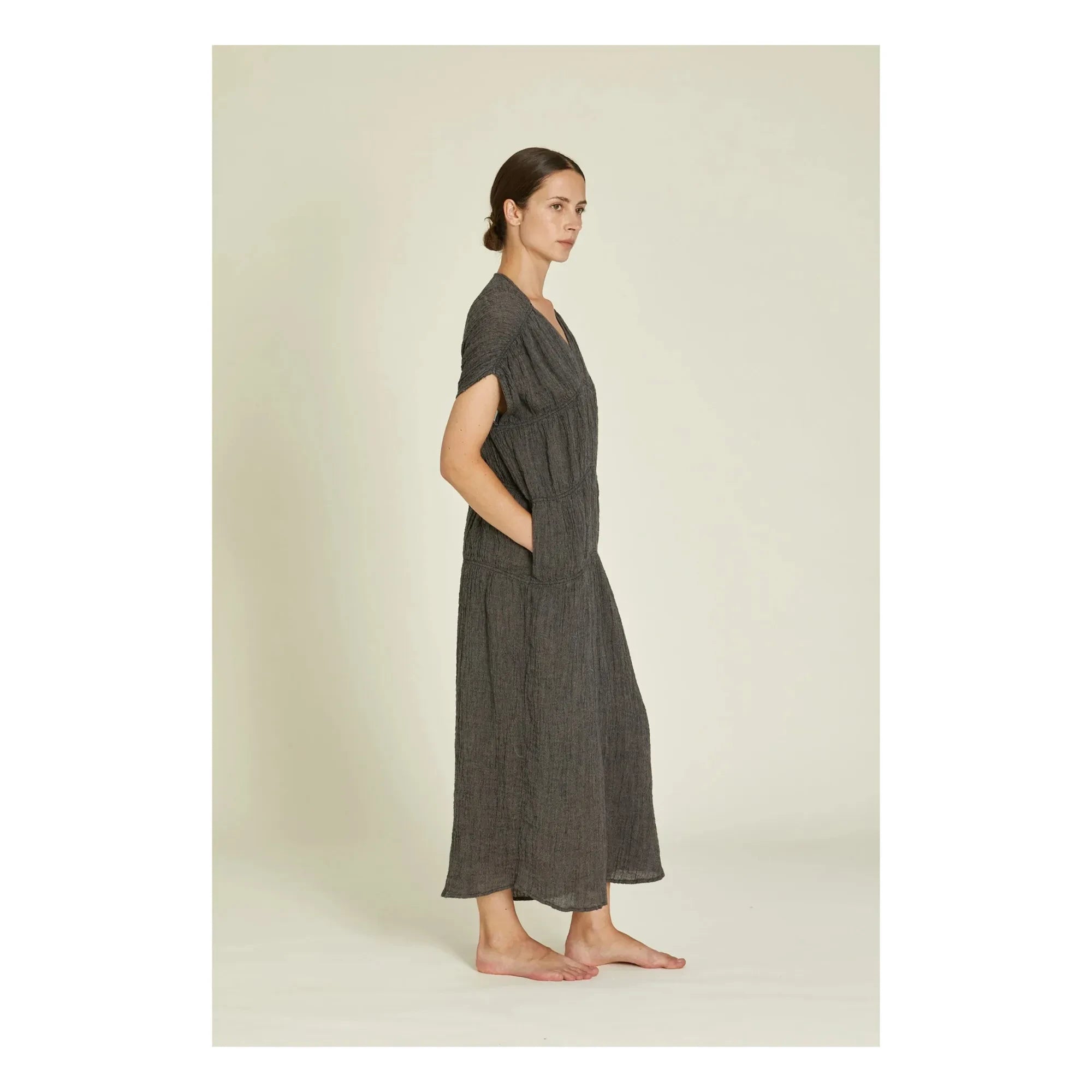 Black Crane - Gem Leinenkleid | Dunkelschiefergrau