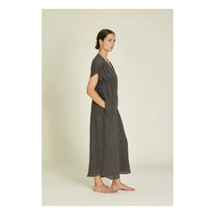 Black Crane - Gem Leinenkleid | Dunkelschiefergrau