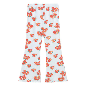 Tinycottons - Schlaghose aus geripptem Bio-Baumwolle mit Blumenmuster | Hellblau