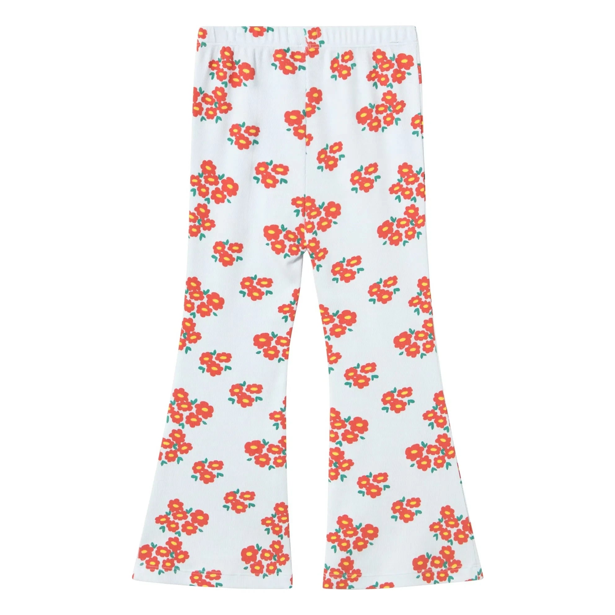 Tinycottons - Schlaghose aus geripptem Bio-Baumwolle mit Blumenmuster | Hellblau