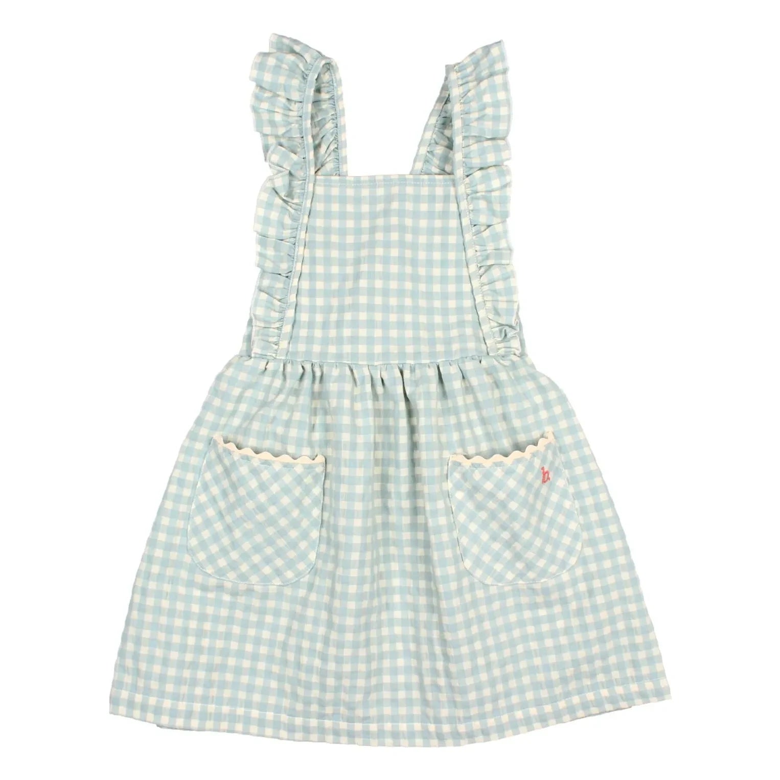 Búho – Gingham-Kleid aus Bio-Seersucker-Baumwolle | Aqua