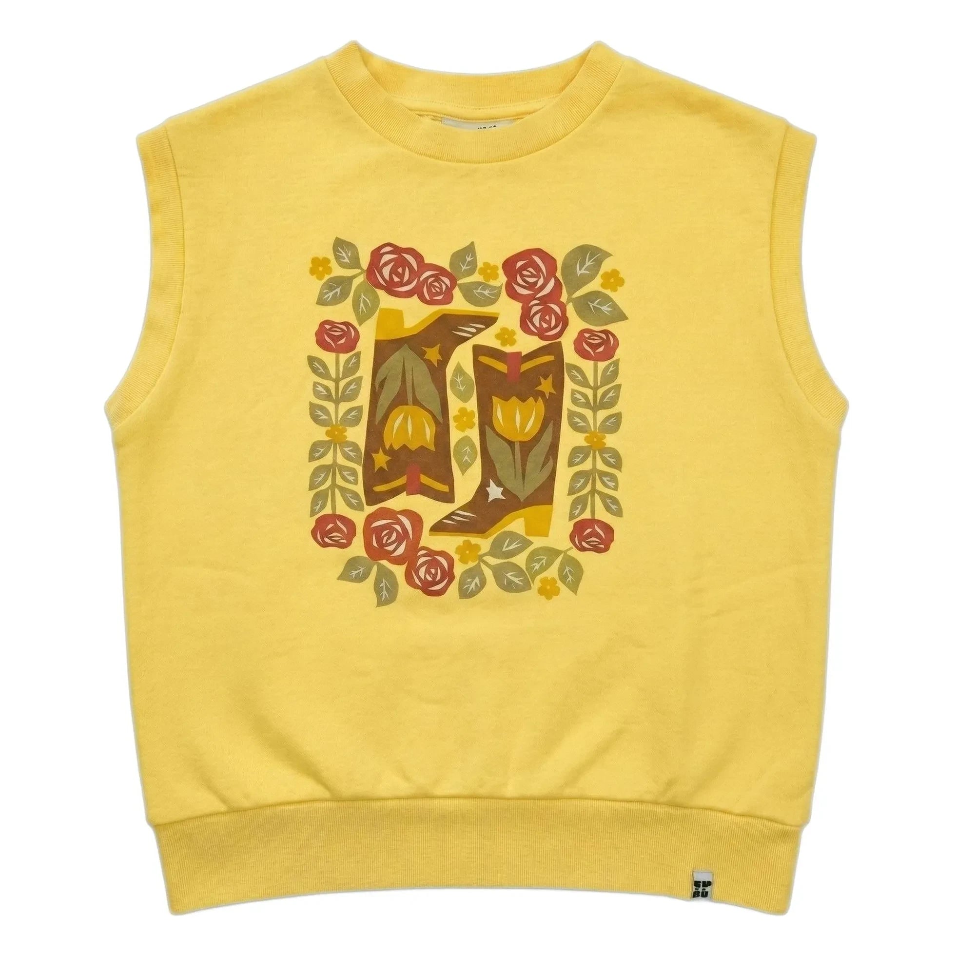 Hundred Pieces - Inaya Blumenmuster Bio-Baumwoll ärmelloses Sweatshirt | Blassgelb