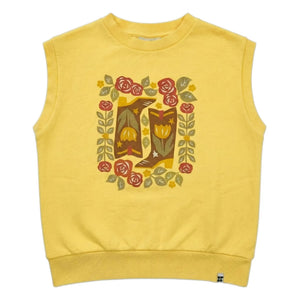 Hundred Pieces - Inaya Blumenmuster Bio-Baumwoll ärmelloses Sweatshirt | Blassgelb