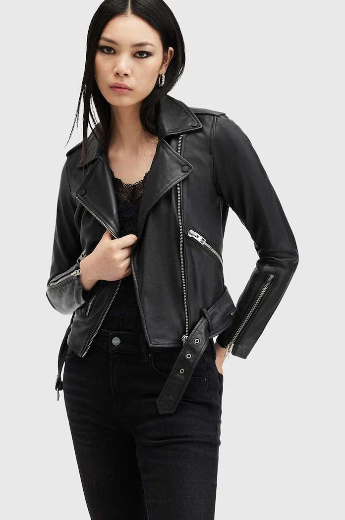 AllSaints Kadın Deri Biker Ceket BALFERN