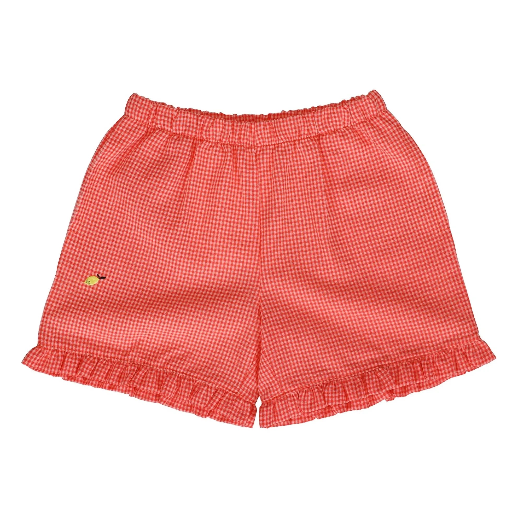 Sticky Lemon - Rüschen- und Karo-Lemon-Shorts | Koralle
