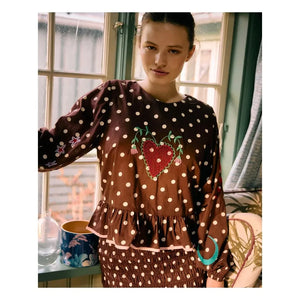 SISSEL EDELBO - Diana organik pamuklu bluz | Kahverengi