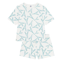 Petit Bateau - Pyjama-Shorts Eiffelturm | Weiß