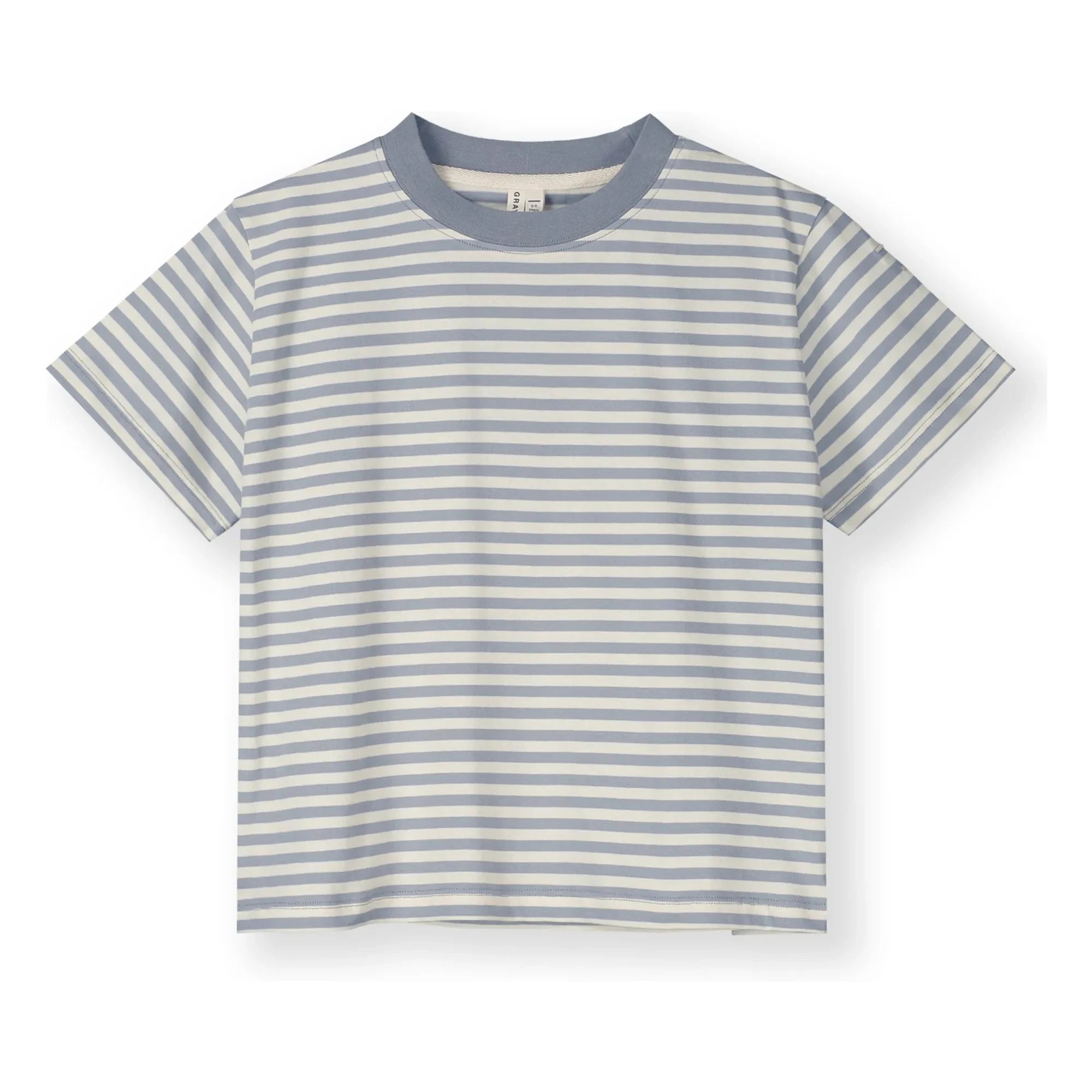 Gray Label - Oversize Gestreiftes Bio-Baumwoll-T-Shirt | Ice Blue