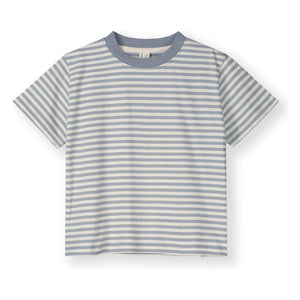 Gray Label - Oversize Gestreiftes Bio-Baumwoll-T-Shirt | Ice Blue