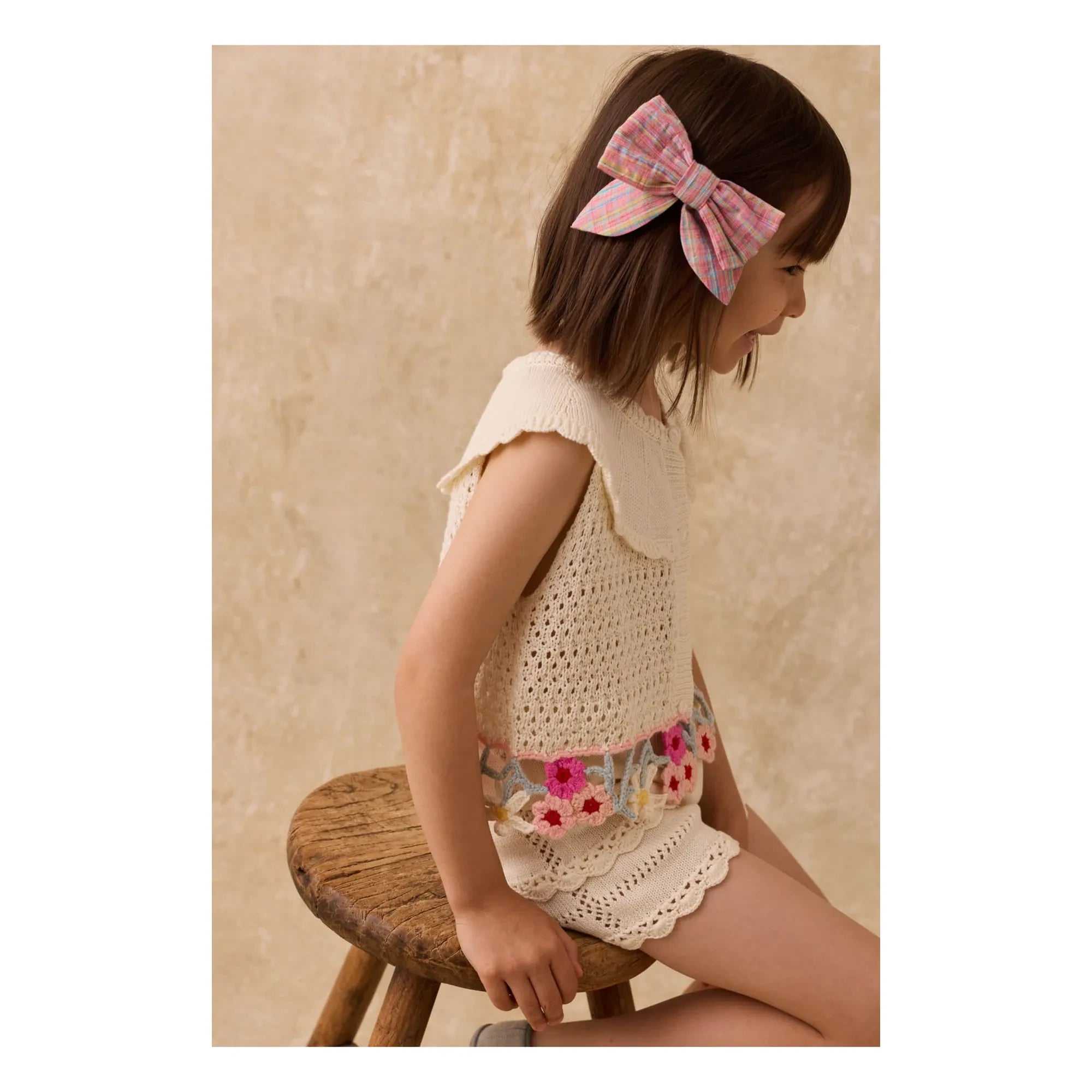 Louise Misha - Gilla Karierte Schleifen-Haarspange | Pink