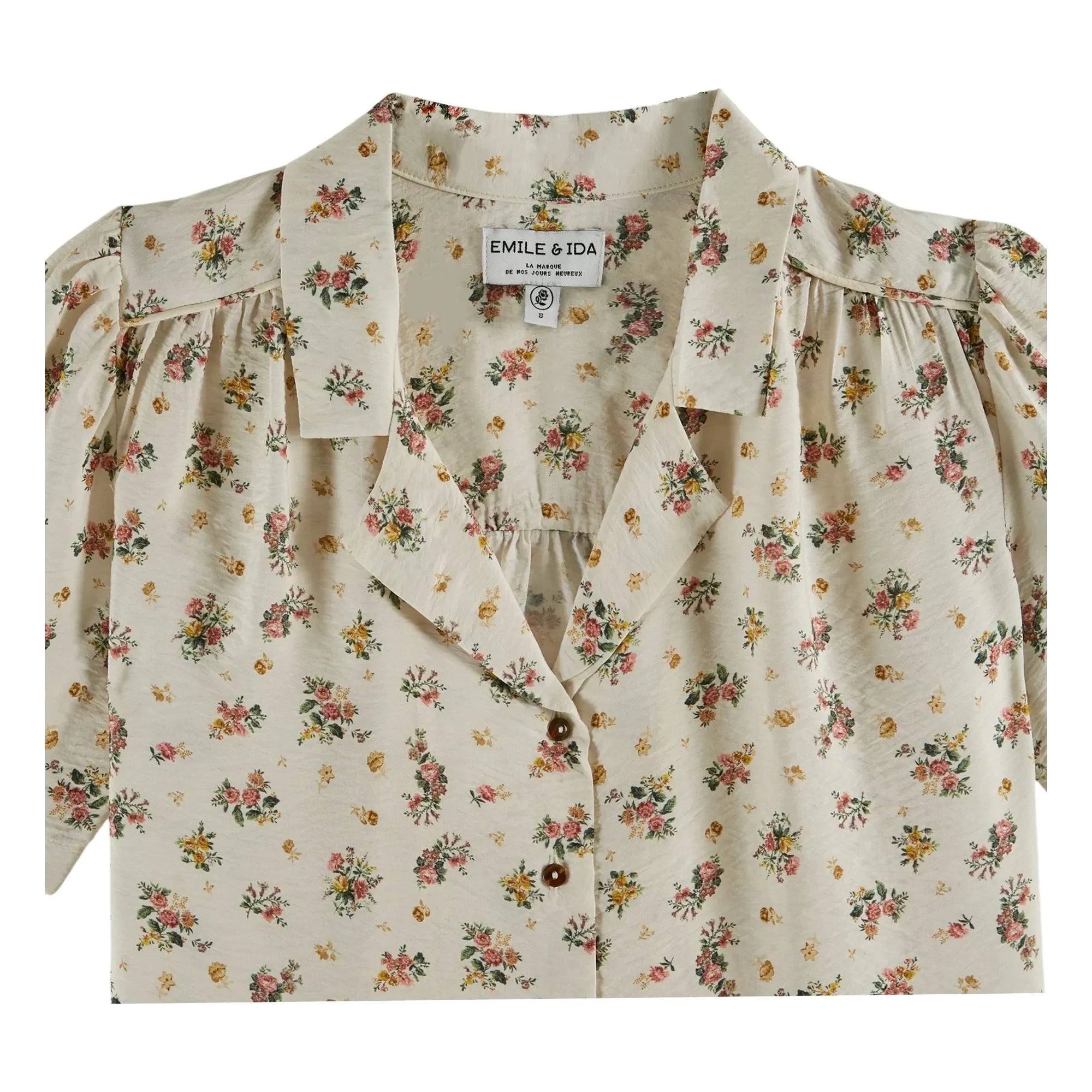 Emile et Ida - Bedrucktes Baumwollhemd | Creme
