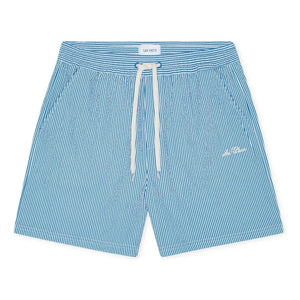 Les Deux - Stan Seersucker-gestreifte Badeshorts | Blau