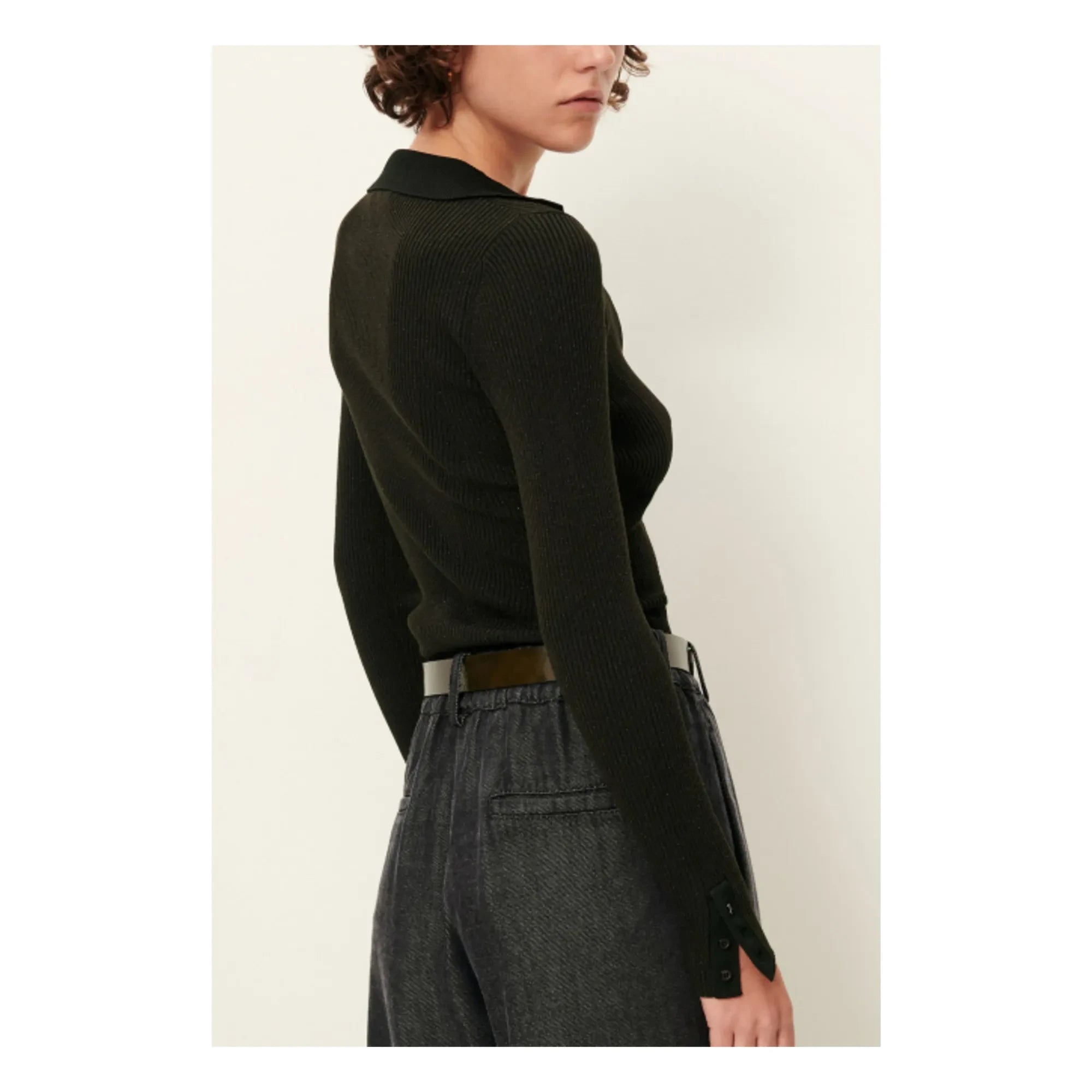 Sessùn - Lykke Metallic Polo Pullover | Nachtblau
