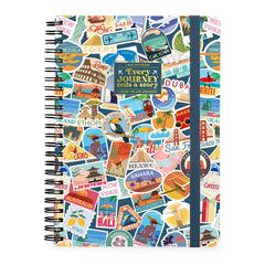 Legami - Çizgili A4 Defter - Resimli Sert Kapak - Seyahat Çıkartmaları - Spiralli