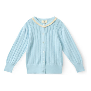 Copenhagen Colors - Strickjacke aus Pointelle-Biobaumwolle | Hellblau