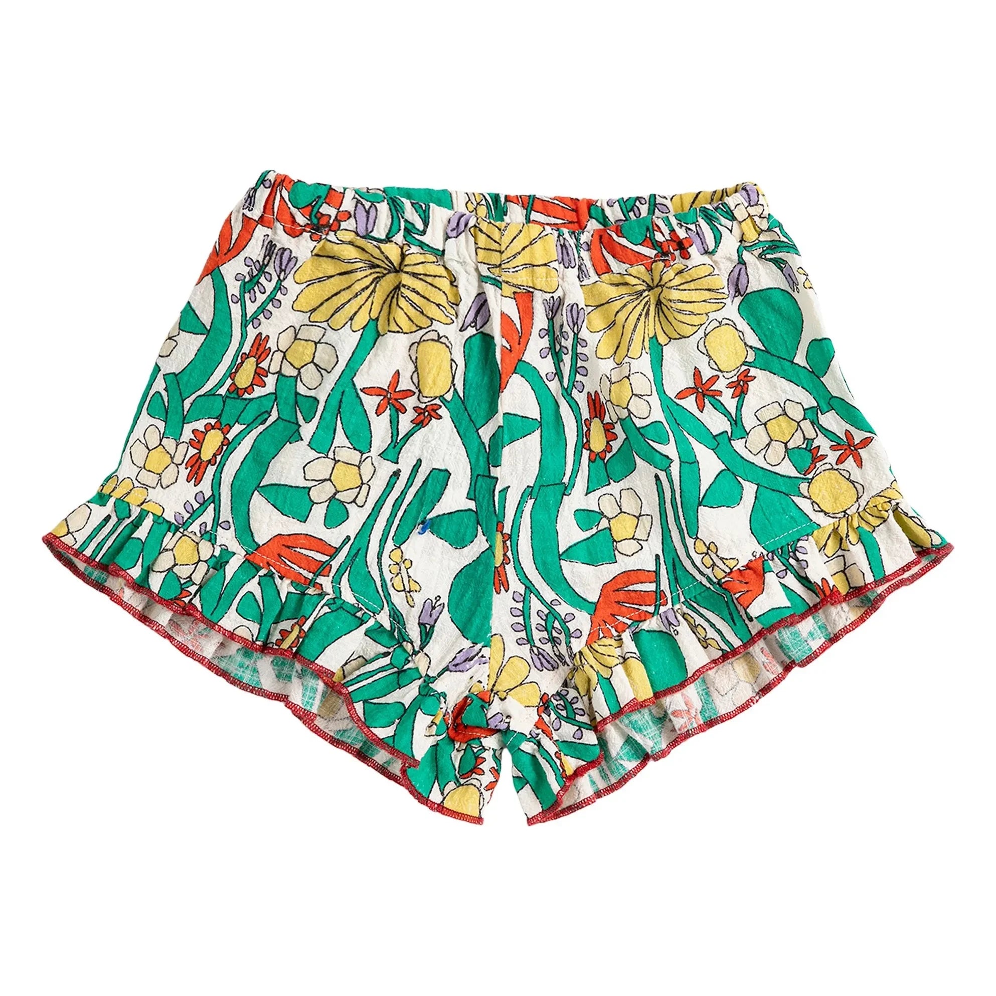 Bobo Choses - Bio-Baumwoll-Babyshorts mit Blumenmuster und Rüschen | Ecru