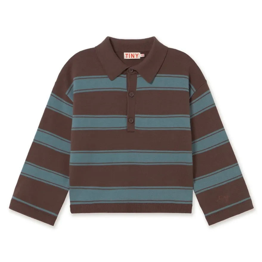 Tinycottons – Gestreiftes Poloshirt | Braun