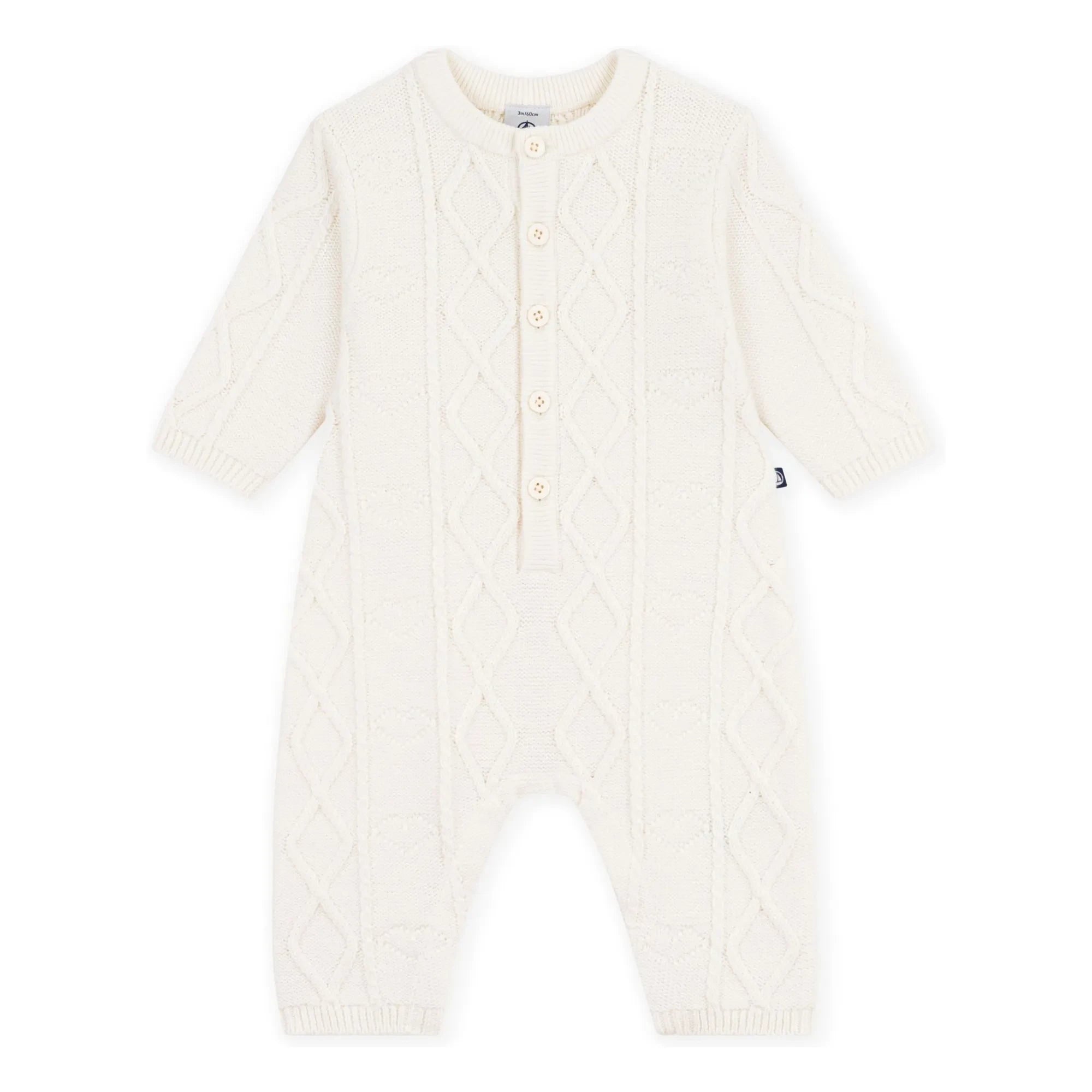 Petit Bateau - Yün Bükümlü Örgü Tulum | Beyaz