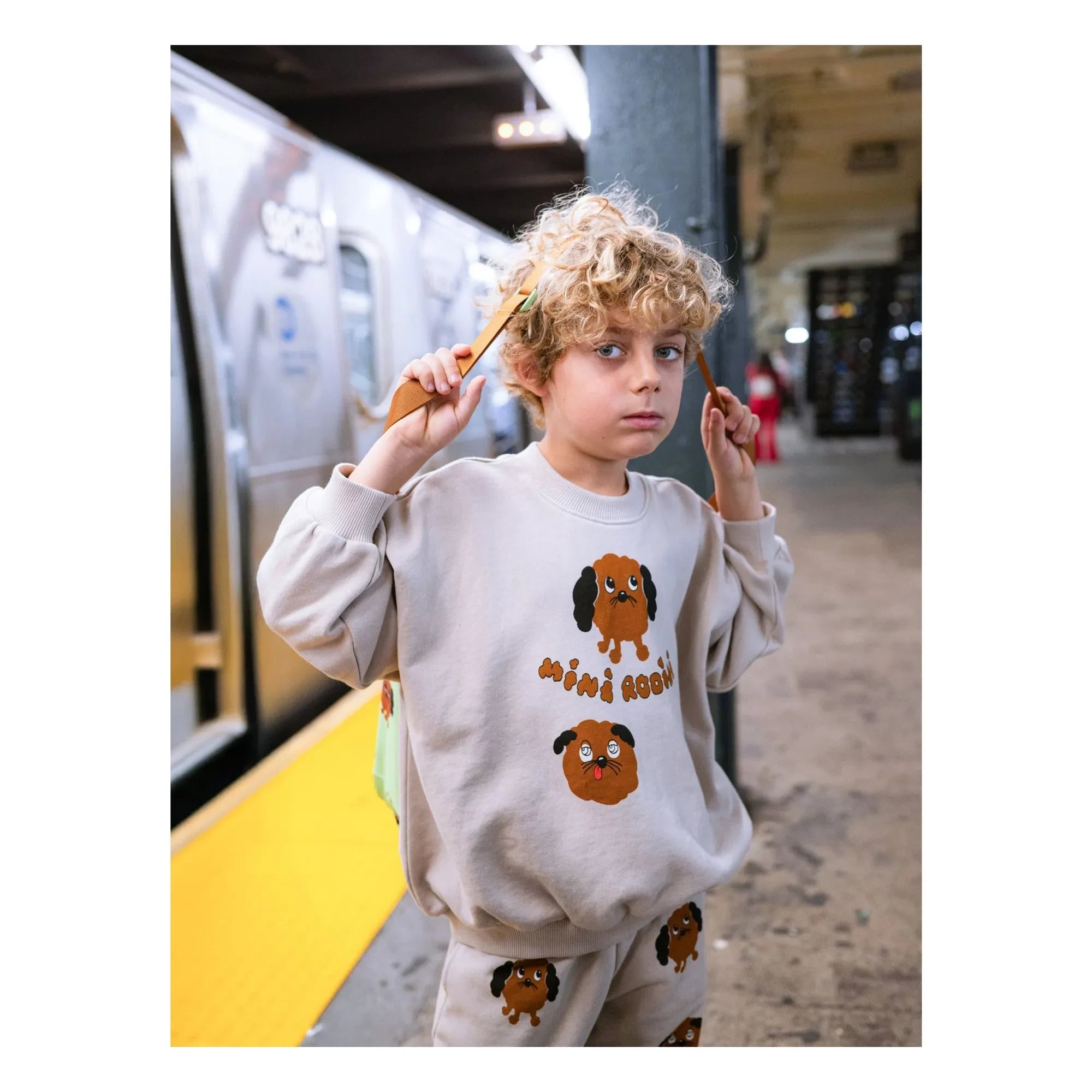 Mini Rodini - Doggies Bio-Baumwoll-Sweatshirt | Heather Grau