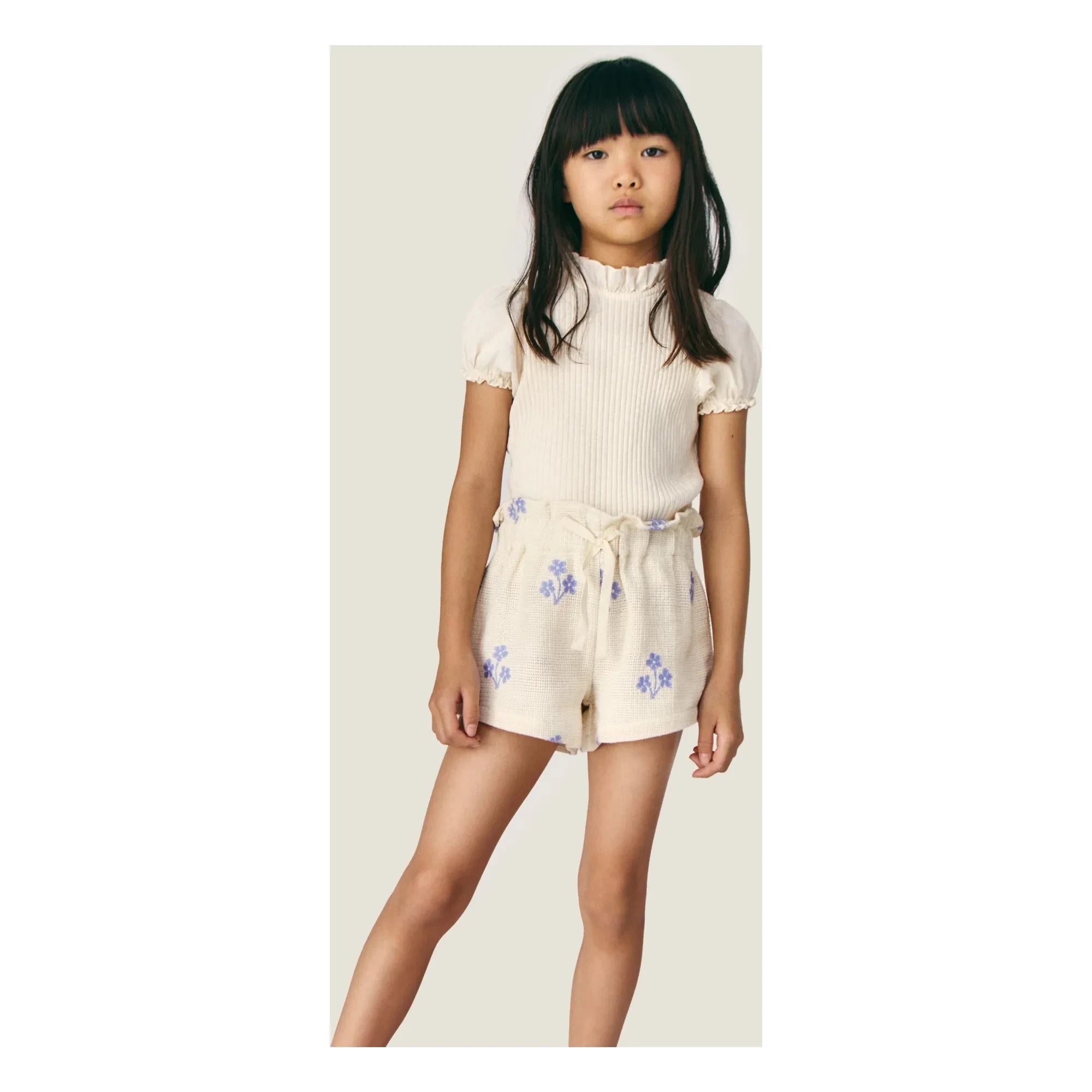 Mipounet - Zoé geripptes T-Shirt | Ecru