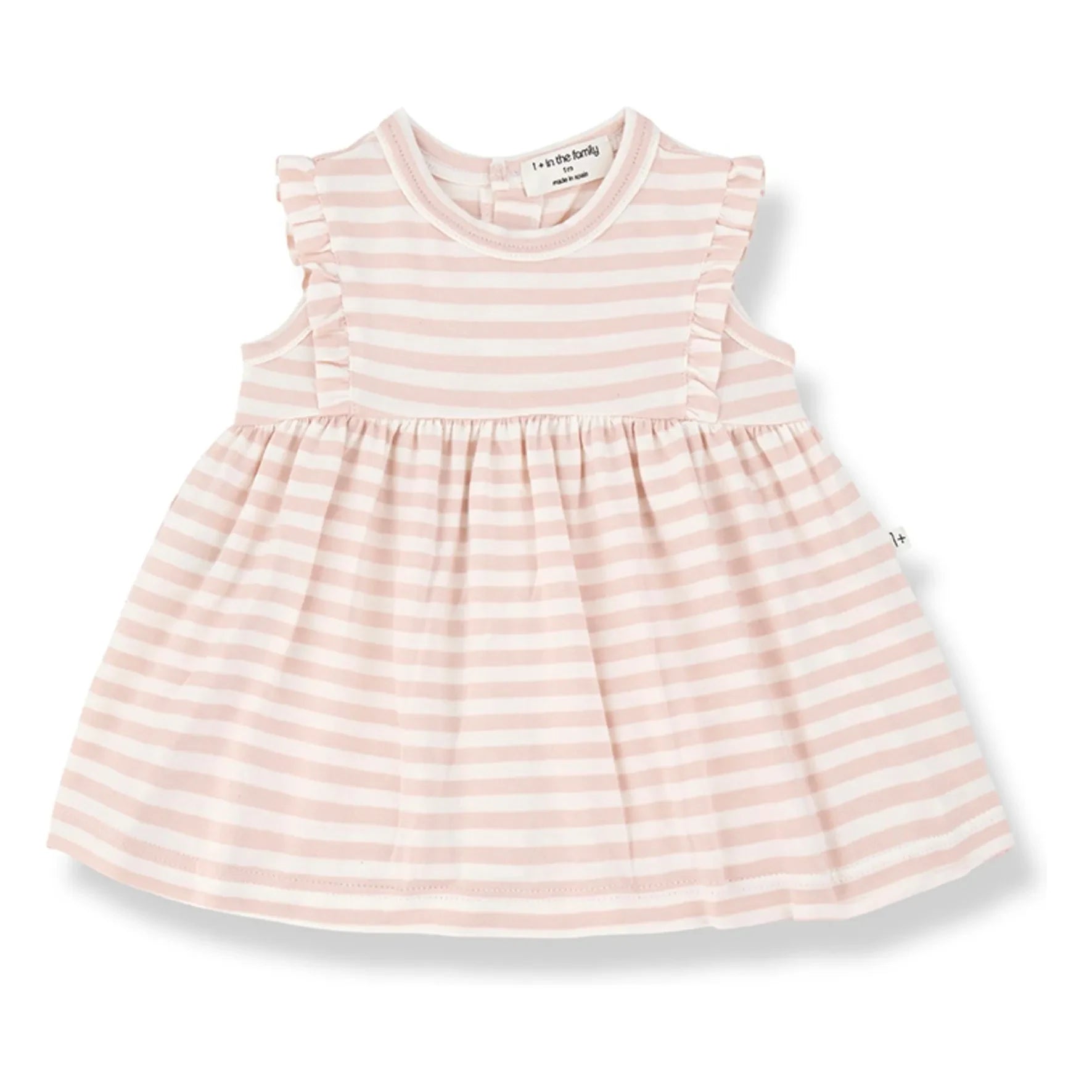 1+ in the family - Valentina Gestreiftes Kleid | Beige Rosa