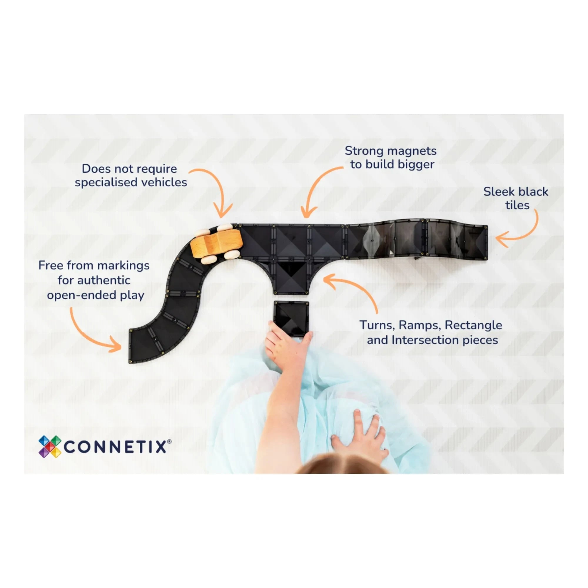 Connetix - Roads Creative Pack - 48 Teile | Schwarz