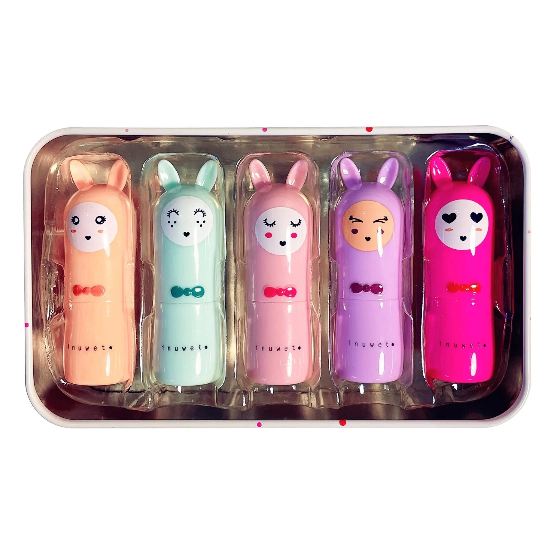 Inuwet - Metall-Regenbogen-Deluxe-Lippenbalsam - 5er-Set