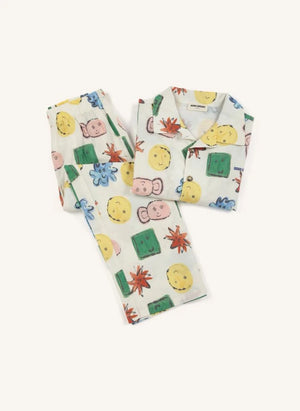 Bobo Choses - Besticktes Hemd- und Hosen-Set aus Bio-Baumwolle | Ecru