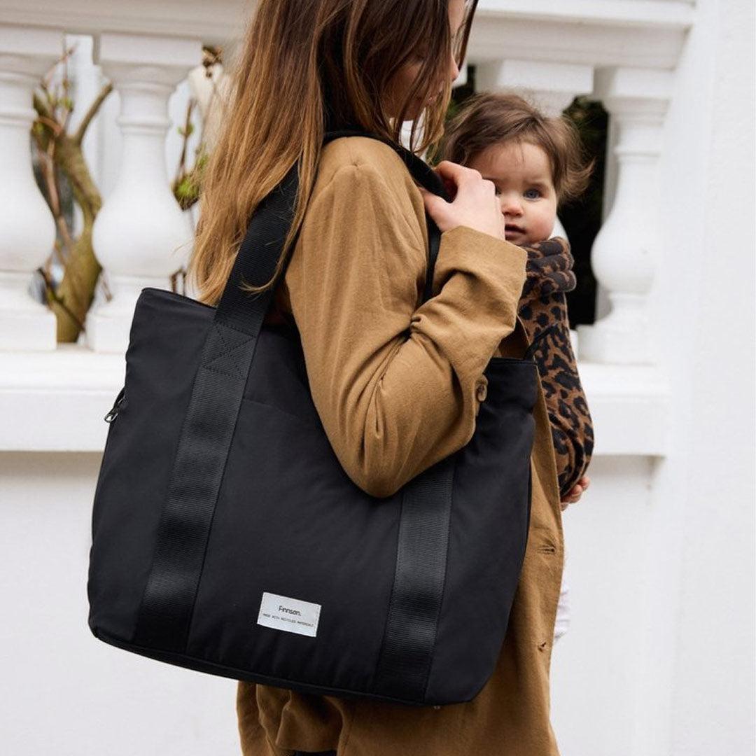 Finnson Selby Eco Changing Tote With Changing Mat - Black-Changing Bags-Black- | Natural Baby Shower