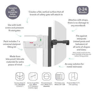 Fred Universal Stairpost Fitting Kit - Dark Grey-Stair Gates-Dark Grey- | Natural Baby Shower