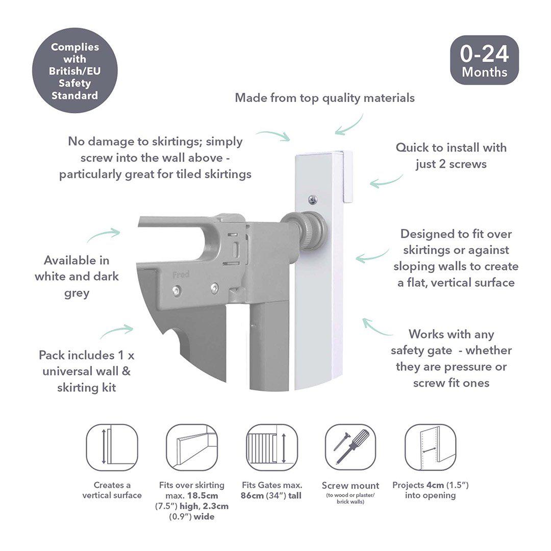 Fred Universal Wall + Skirting Kit - Pure White-Stair Gates-Pure White- | Natural Baby Shower