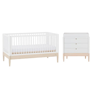 Gaia Baby Eos Cot & Dresser Set-Nursery Sets-Natural Ash/ White- | Natural Baby Shower