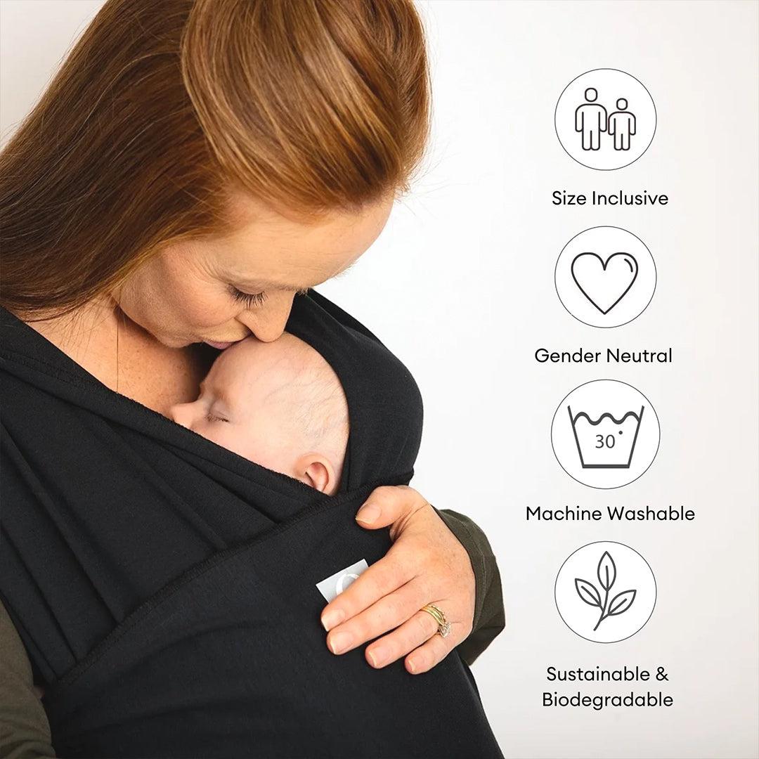 Gaia Baby Gaia Stretchy Baby Wrap Carrier - Organic Cotton - Ebony-Baby Carriers-Ebony-One Size | Natural Baby Shower