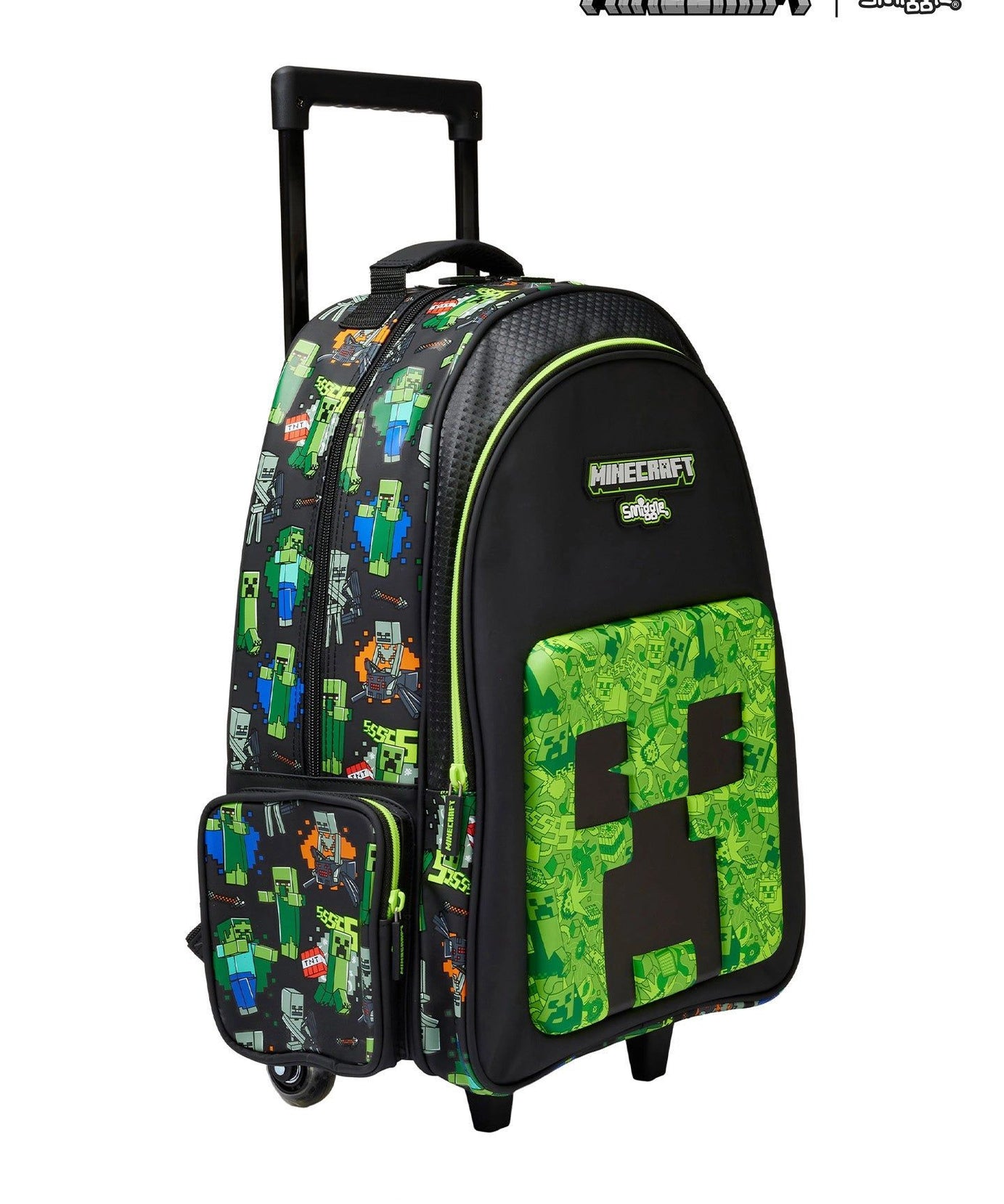 Smiggle - Minecraft Çekçekli Işıklı Tekerlekli Çanta-Dinossi