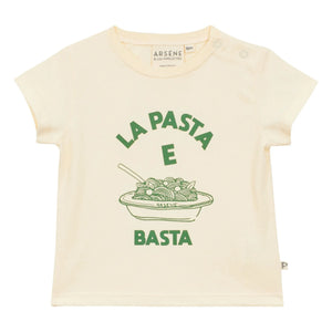 Arsène et Les Pipelettes - La Pasta E Basta Bio-Baumwoll-Baby-T-Shirt | Ecru
