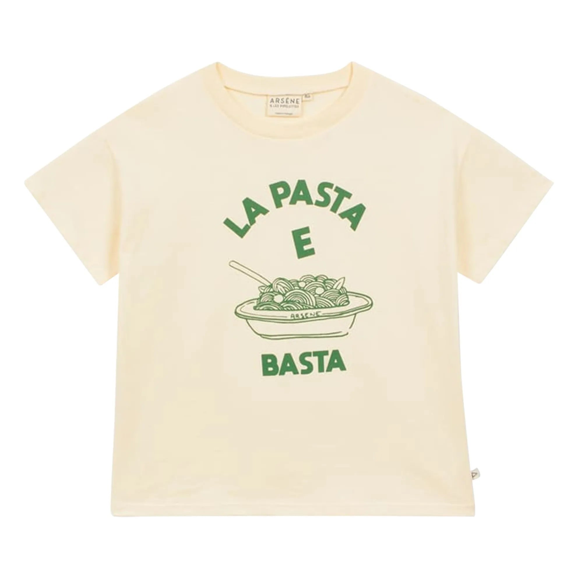 Arsène et Les Pipelettes - T-Shirt aus Bio-Baumwolle La Pasta E Basta | Ecru