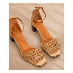 Rivecour - Leder N°890 High-Heel-Sandalen | Gold
