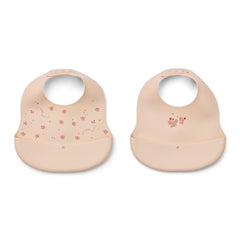 Liewood Ember Printed Bib 2-pack - Mini Butterfly / Apple Blossom-Bibs-Mini Butterfly / Apple Blossom-One Size | Natural Baby Shower
