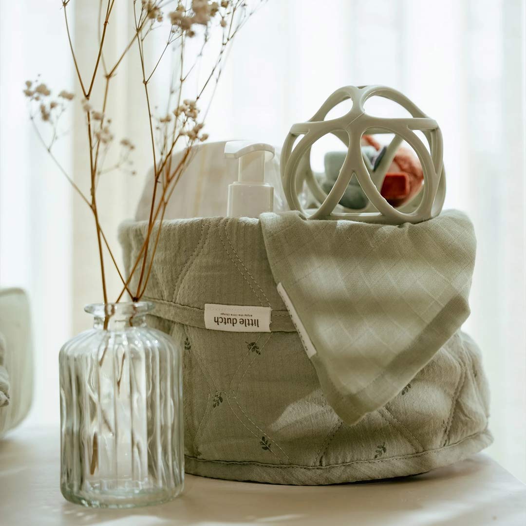 Little Dutch Storage Basket Small - Pure Sage-Storage Baskets-Pure Sage-Large | Natural Baby Shower