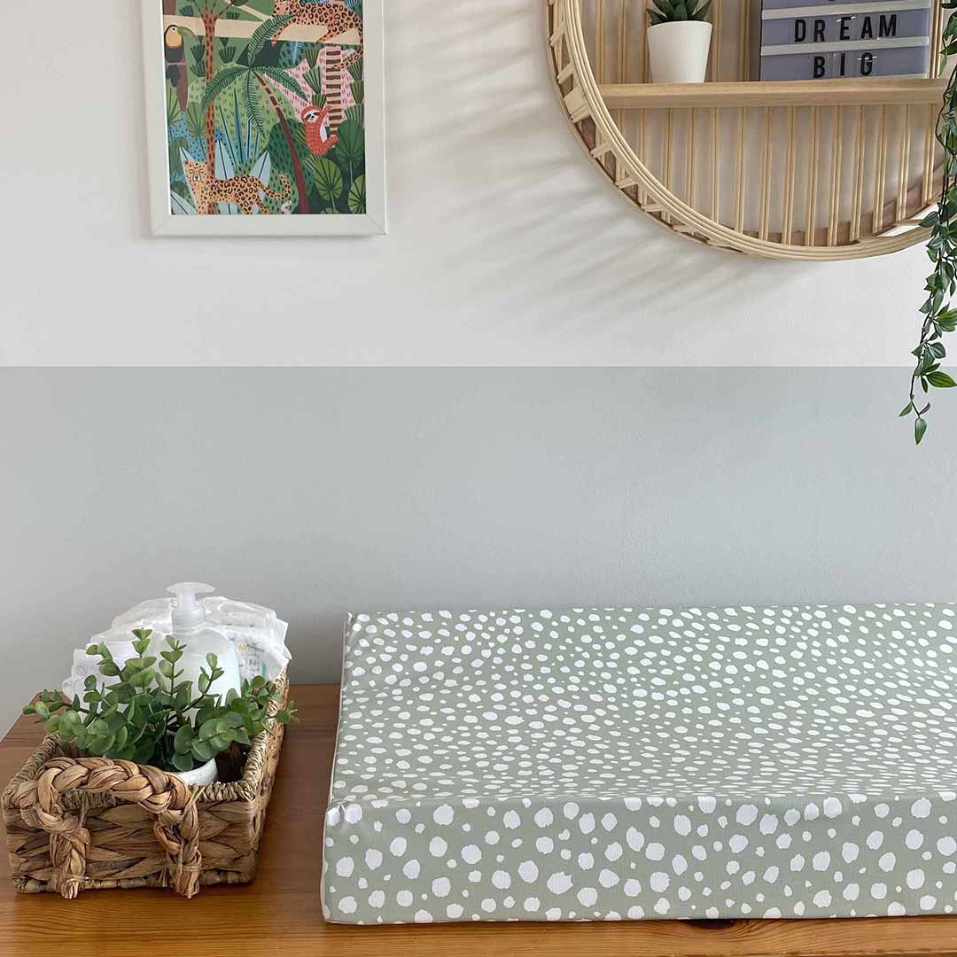 Mama Shack Anti Roll Changing Mat - Sage Spotty-Changing Mats- | Natural Baby Shower