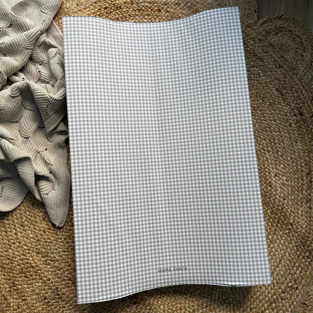 Mama Shack Anti Roll Wedge Changing Mat - Greige Gingham-Changing Mats-Greige Gingham-One Size | Natural Baby Shower