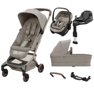 Maxi-Cosi Fame Cabin Stroller Zero G Travel System-Travel Systems-Sapphire Sand-With Bumper Bar | Natural Baby Shower